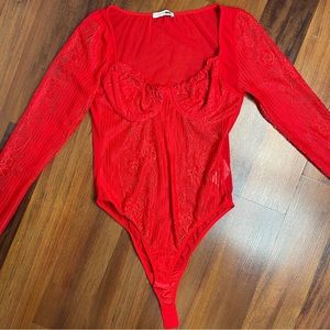 Fashion Nova Take It To Heart Lace Bodysuit | Size: S